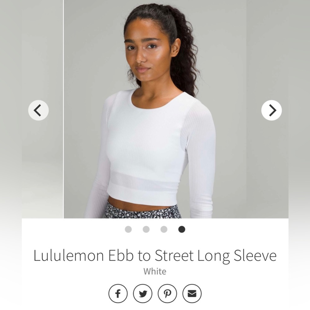 Lululemon Ebb to Street Cropped Long Sleeve White